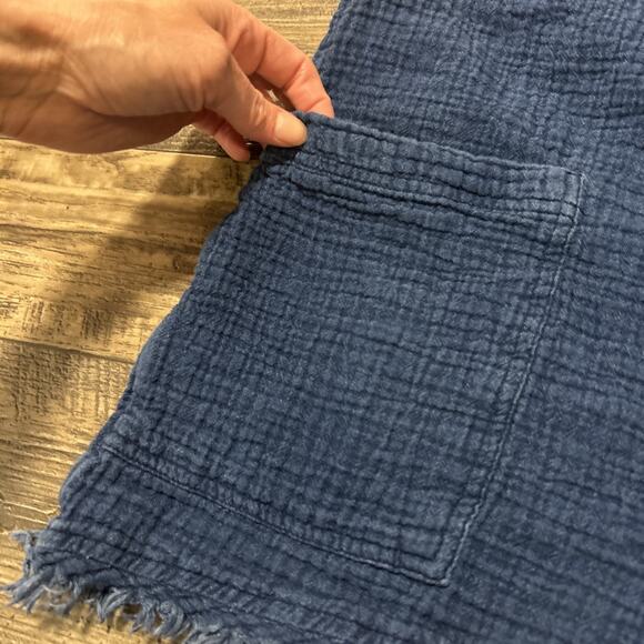 Aerie Women's Cotton Romper Blue Pockets Preppy Vacation Shortall Size Small - Picture 2 of 6